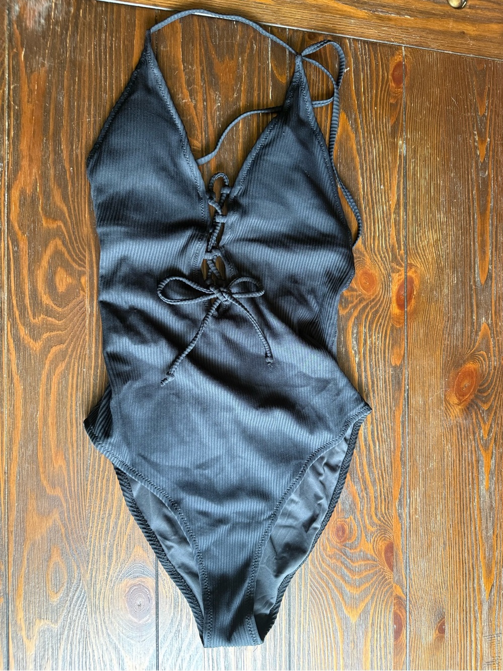 Cupshe Black One-Piece Swim Suit with Front Tie